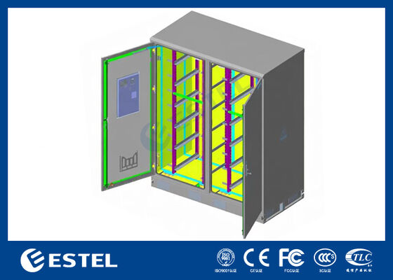 IP65 42U 二室室外電気キャビネット 強化耐久性と保護のためにRAL7035,1.5mm電熱鋼&SUS316ステンレス鋼構造