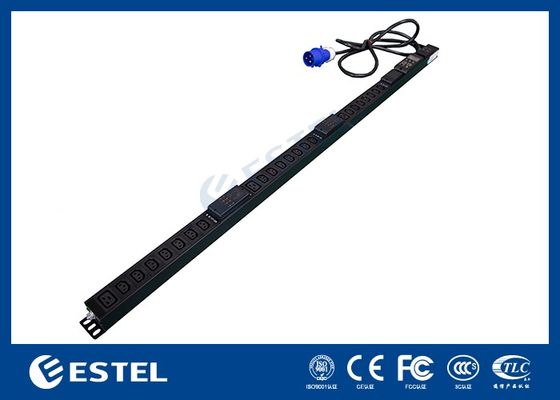 C13/C19コンセント付き、200～240VAC 32A対応、黒色垂直型PDU（電源分配ユニット）