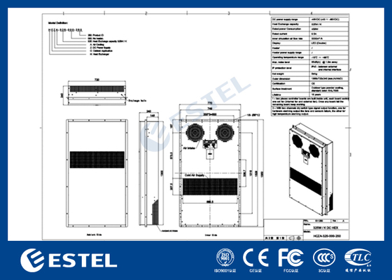 RS485 MODBUS RTU 通信付きの 48VDC 325W/K 室内熱交換器