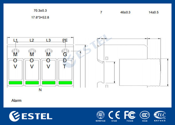M1L385-40 II 電源配送用の電圧過剰保護装置 (SPD) - 40kA電圧過剰電流,230V/400VAC,リモートアラームポート,DINレール設置,IP20,C級保護