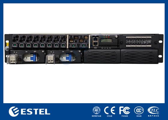 ET48100-P5E22 Rack Mounted DC Power Distribution System for Telecom Networks with 8 Feeder Outputs 2 Battery Inputs and Integrated Monitoring